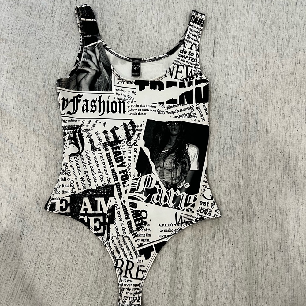 Windsor Newspaper Print Bodysuit